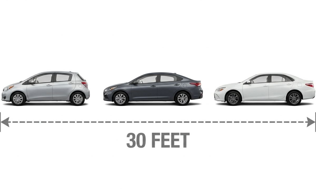 Three Standard Cars Parked in a Row
