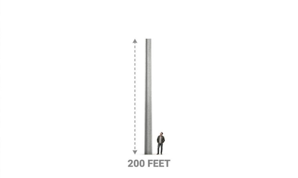 200 Feet Compared to a Human