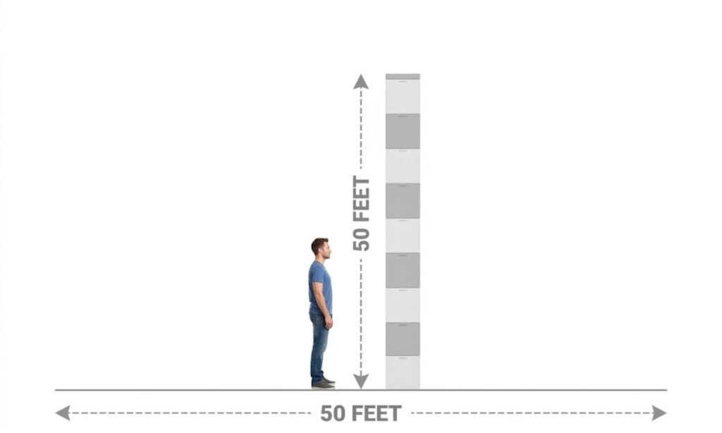 50 Feet Compared to a Human