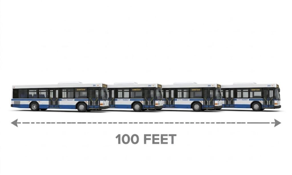 Four City Buses Lined Up