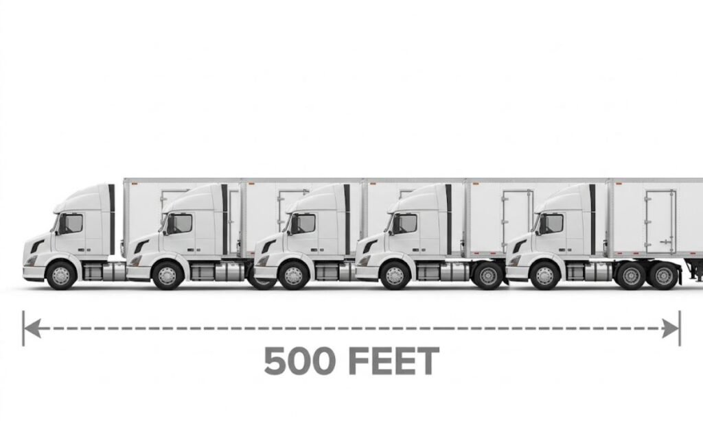 Seven Semi Trucks in a Row